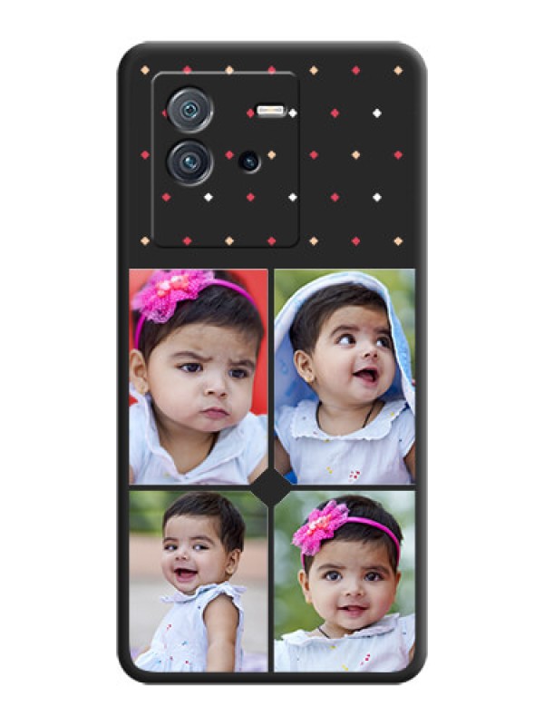 Custom Multicolor Dotted Pattern with 4 Image Holder on Space Black Custom Soft Matte Phone Cases - iQOO Neo 6 5G