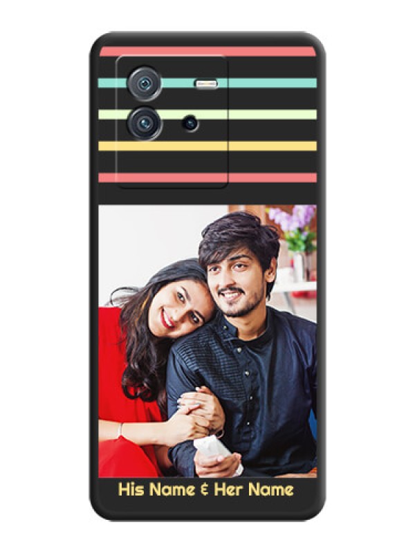 Custom Color Stripes with Photo and Text on Photo on Space Black Soft Matte Mobile Case - iQOO Neo 6 5G