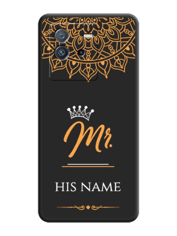 Custom Mr Name with Floral Design  on Personalised Space Black Soft Matte Cases - iQOO Neo 6 5G