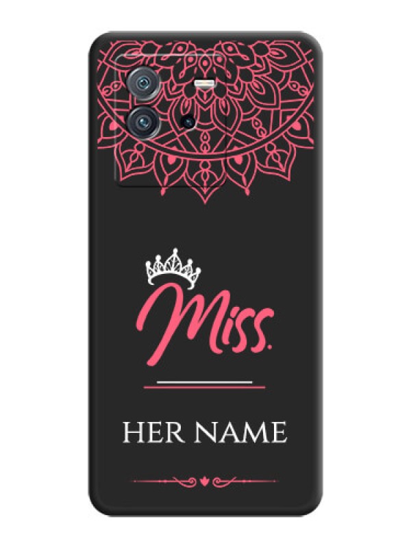 Custom Mrs Name with Floral Design on Space Black Personalized Soft Matte Phone Covers - iQOO Neo 6 5G
