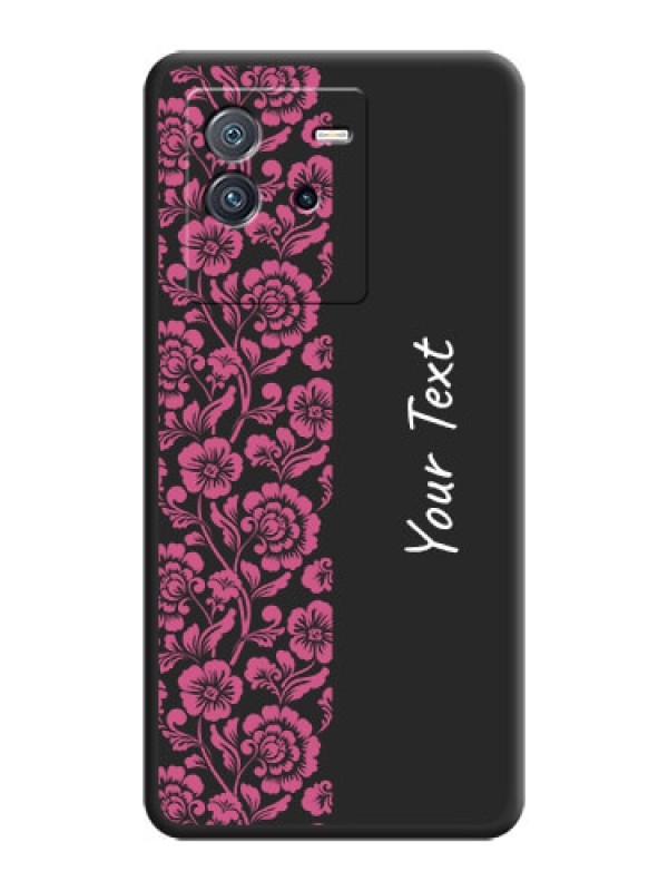 Custom Pink Floral Pattern Design With Custom Text On Space Black Personalized Soft Matte Phone Covers -Iqoo Neo 6 5G