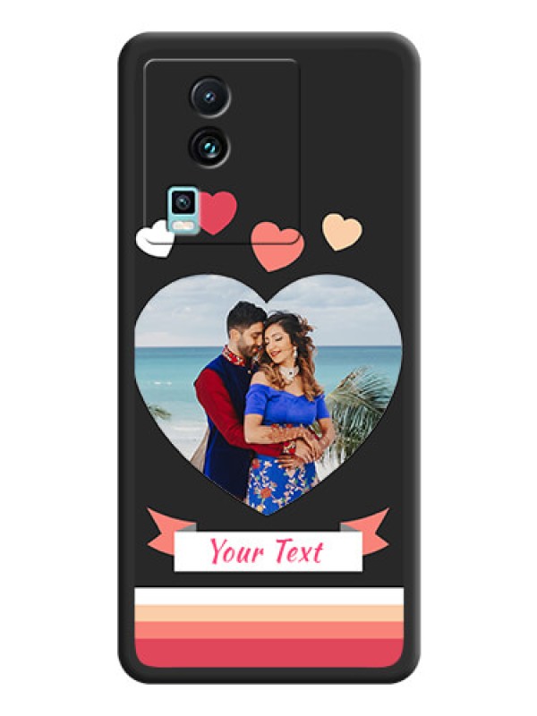 Custom Love Shaped Photo with Colorful Stripes on Personalised Space Black Soft Matte Cases - iQOO Neo 7 5G