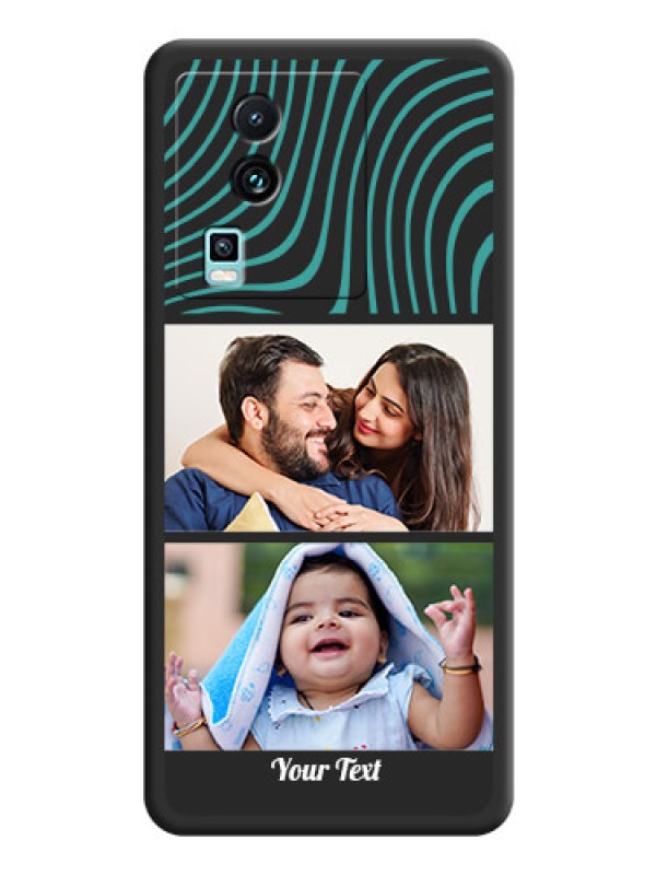 Custom Wave Pattern with 2 Image Holder on Space Black Personalized Soft Matte Phone Covers - iQOO Neo 7 5G