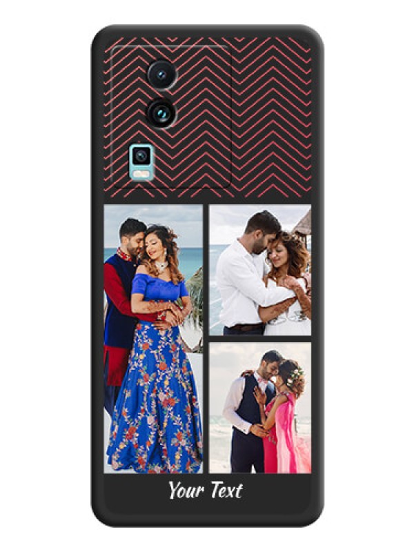 Custom Wave Pattern with 3 Image Holder on Space Black Custom Soft Matte Back Cover - iQOO Neo 7 5G