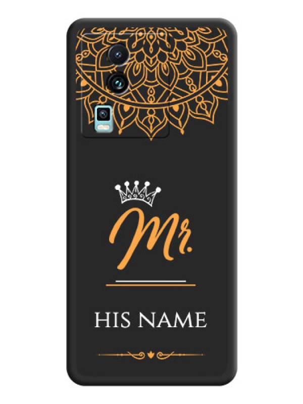 Custom Mr Name with Floral Design  on Personalised Space Black Soft Matte Cases - iQOO Neo 7 5G