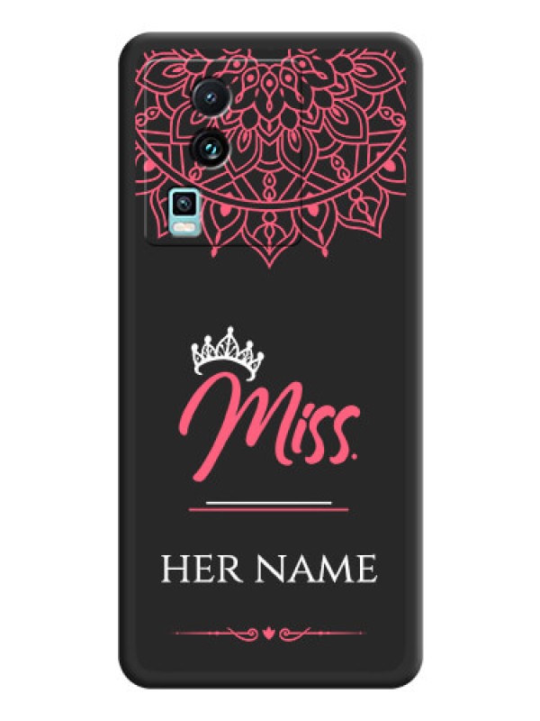 Custom Mrs Name with Floral Design on Space Black Personalized Soft Matte Phone Covers - iQOO Neo 7 5G