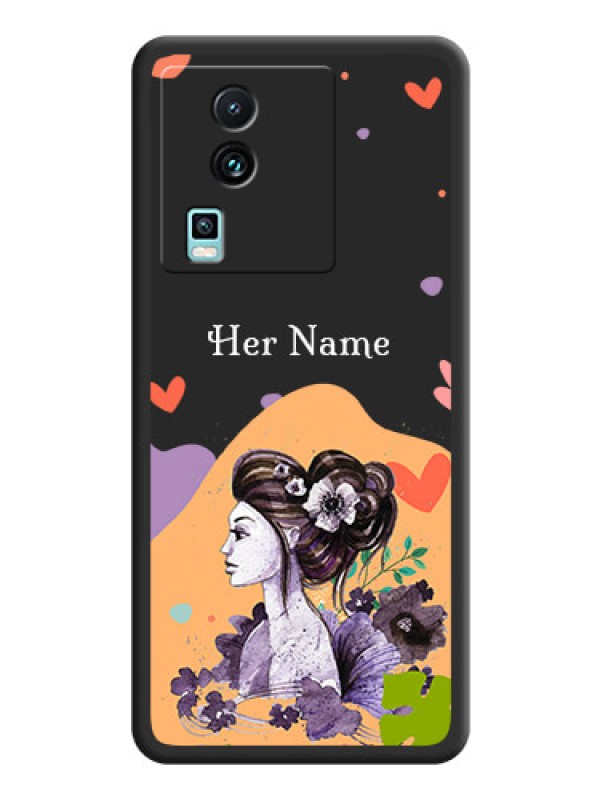 Custom Namecase For Her With Fancy Lady Image On Space Black Personalized Soft Matte Phone Covers -Iqoo Neo 7 5G