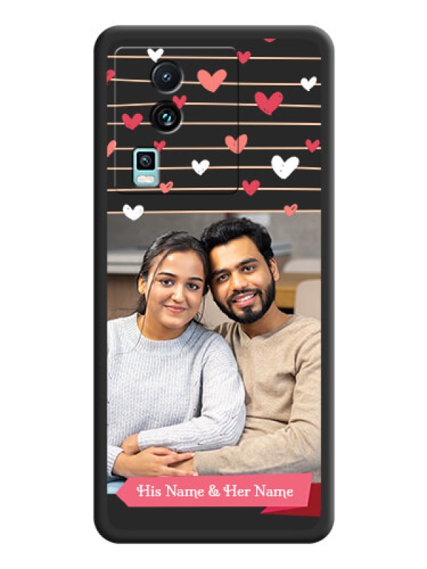 Custom Love Pattern with Name on Pink Ribbon  - Photo on Space Black Soft Matte Back Cover -iQOO Neo 7 Pro 5G