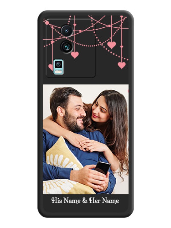 Custom Pink Love Hangings with Text on Space Black Custom Soft Matte Back Cover -iQOO Neo 7 Pro 5G