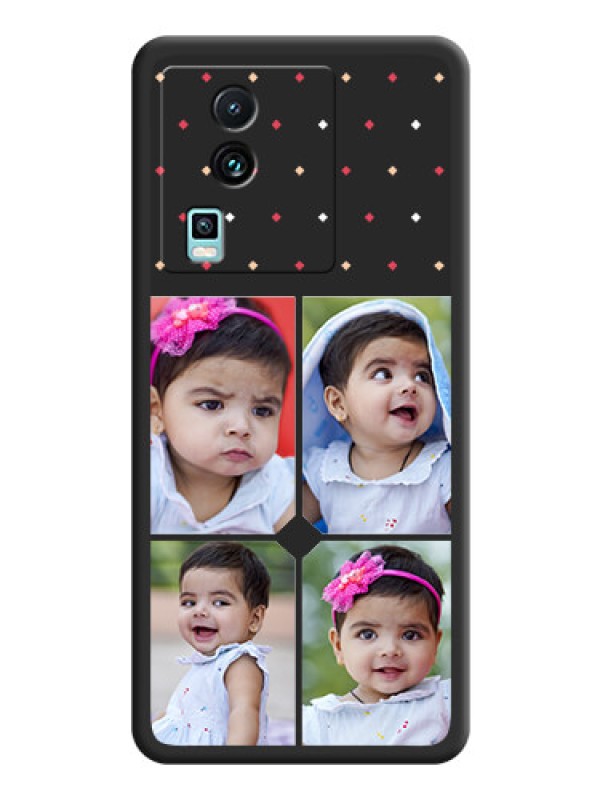 Custom Multicolor Dotted Pattern with 4 Image Holder on Space Black Custom Soft Matte Phone Cases -iQOO Neo 7 Pro 5G