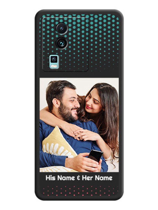 Custom Faded Dots with Grunge Photo Frame and Text on Space Black Custom Soft Matte Phone Cases -iQOO Neo 7 Pro 5G