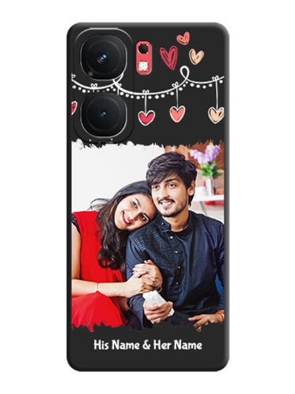 Custom Pink Love Hangings with Name on Space Black Custom Soft Matte Phone Cases - iQOO Neo 9 Pro 5G