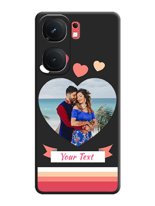 Custom Love Shaped Photo with Colorful Stripes on Personalised Space Black Soft Matte Cases - iQOO Neo 9 Pro 5G