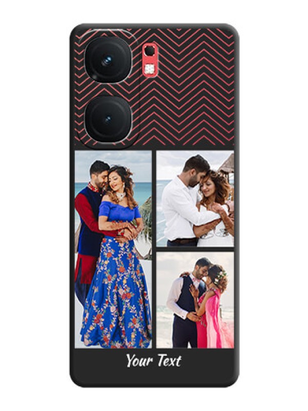 Custom Wave Pattern with 3 Image Holder on Space Black Custom Soft Matte Back Cover - iQOO Neo 9 Pro 5G