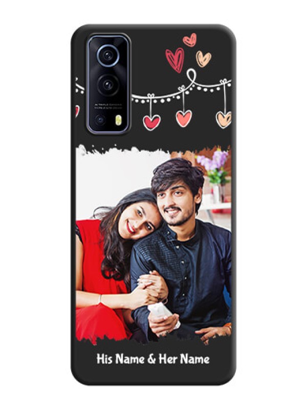 Custom Pink Love Hangings with Name on Space Black Custom Soft Matte Phone Cases - iQOO Z3 5G