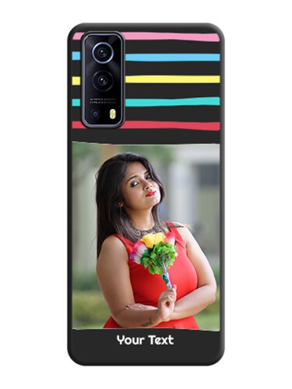 Custom Multicolor Lines with Image on Space Black Personalized Soft Matte Phone Covers - iQOO Z3 5G
