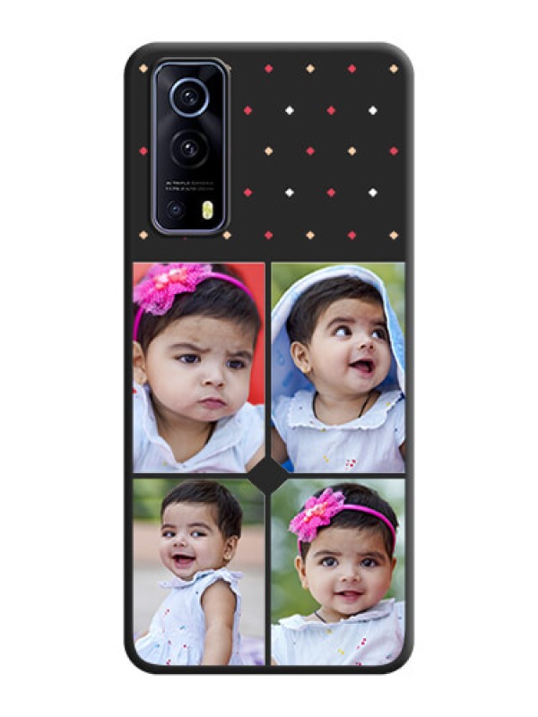 Custom Multicolor Dotted Pattern with 4 Image Holder on Space Black Custom Soft Matte Phone Cases - iQOO Z3 5G
