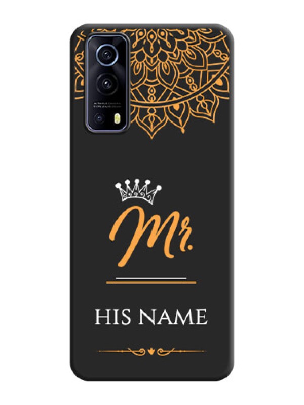 Custom Mr Name with Floral Design  on Personalised Space Black Soft Matte Cases - iQOO Z3 5G