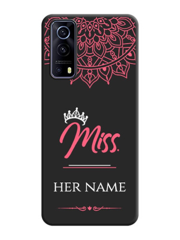 Custom Mrs Name with Floral Design on Space Black Personalized Soft Matte Phone Covers - iQOO Z3 5G
