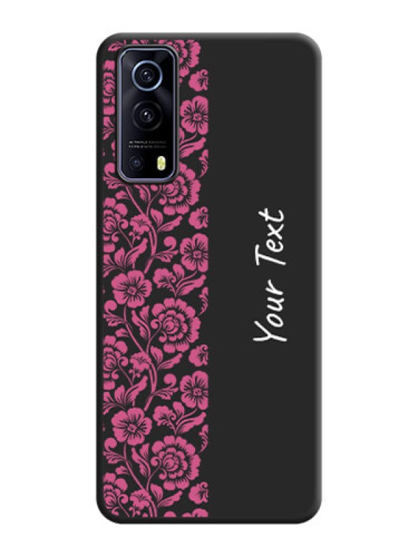 Custom Pink Floral Pattern Design With Custom Text On Space Black Personalized Soft Matte Phone Covers -Iqoo Z3 5G