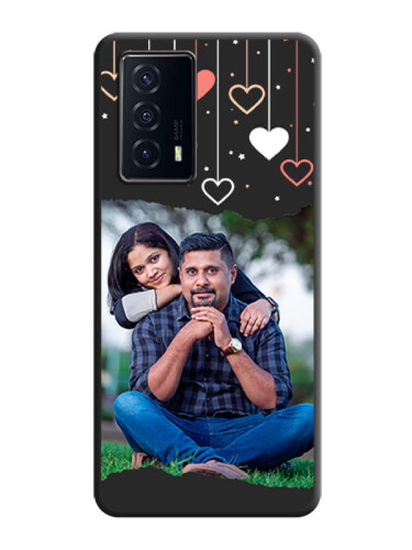 Custom Love Hangings with Splash Wave Picture on Space Black Custom Soft Matte Phone Back Cover - iQOO Z5 5G