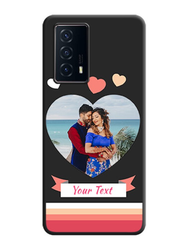Custom Love Shaped Photo with Colorful Stripes on Personalised Space Black Soft Matte Cases - iQOO Z5 5G