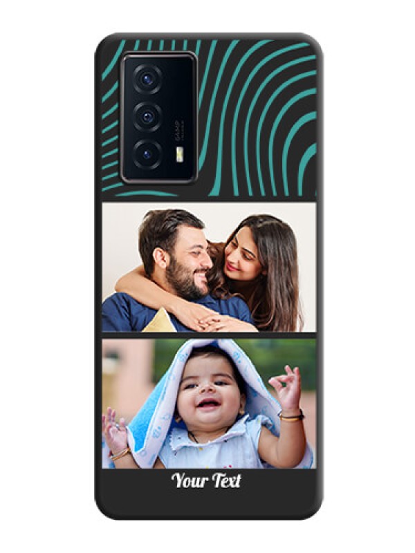 Custom Wave Pattern with 2 Image Holder on Space Black Personalized Soft Matte Phone Covers - iQOO Z5 5G