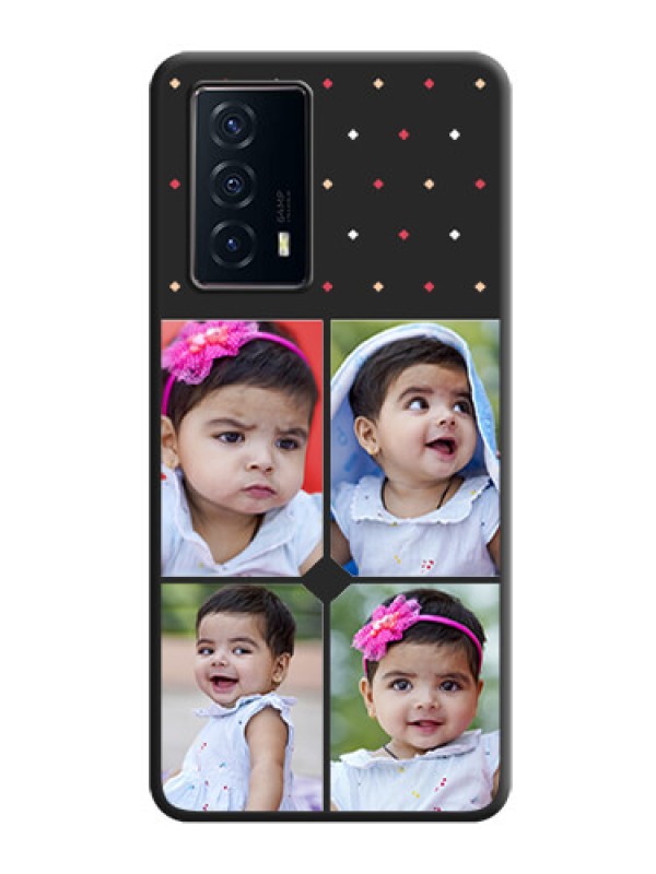 Custom Multicolor Dotted Pattern with 4 Image Holder on Space Black Custom Soft Matte Phone Cases - iQOO Z5 5G