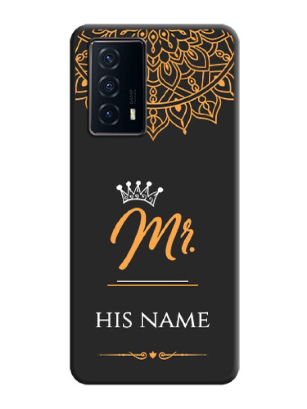 Custom Mr Name with Floral Design  on Personalised Space Black Soft Matte Cases - iQOO Z5 5G