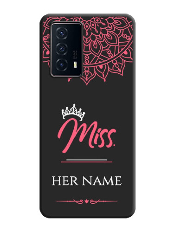 Custom Mrs Name with Floral Design on Space Black Personalized Soft Matte Phone Covers - iQOO Z5 5G