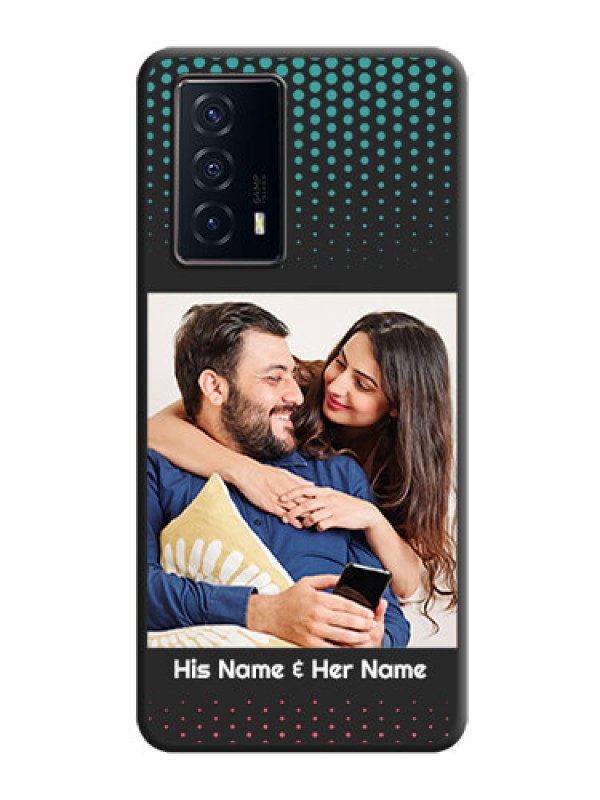 Custom Faded Dots with Grunge Photo Frame and Text on Space Black Custom Soft Matte Phone Cases - iQOO Z5 5G
