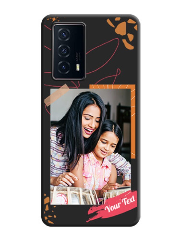 Custom Orange Photo Frame on Space Black Custom Soft Matte Phone Back Cover - iQOO Z5 5G