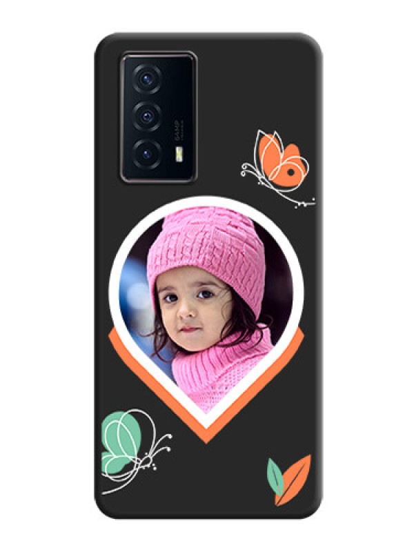 Custom Upload Pic With Simple Butterly Design On Space Black Personalized Soft Matte Phone Covers -Iqoo Z5 5G