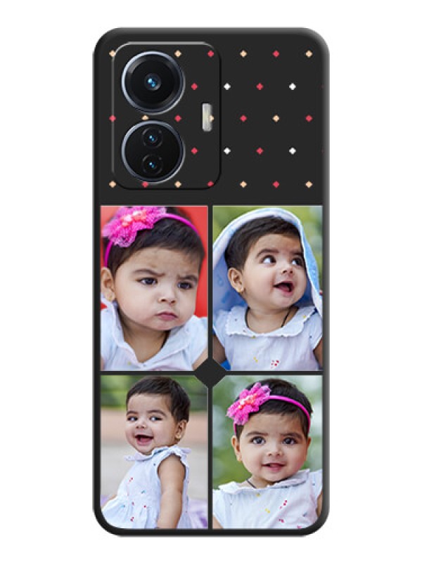 Custom Multicolor Dotted Pattern with 4 Image Holder on Space Black Custom Soft Matte Phone Cases - iQOO Z6 5G 44W