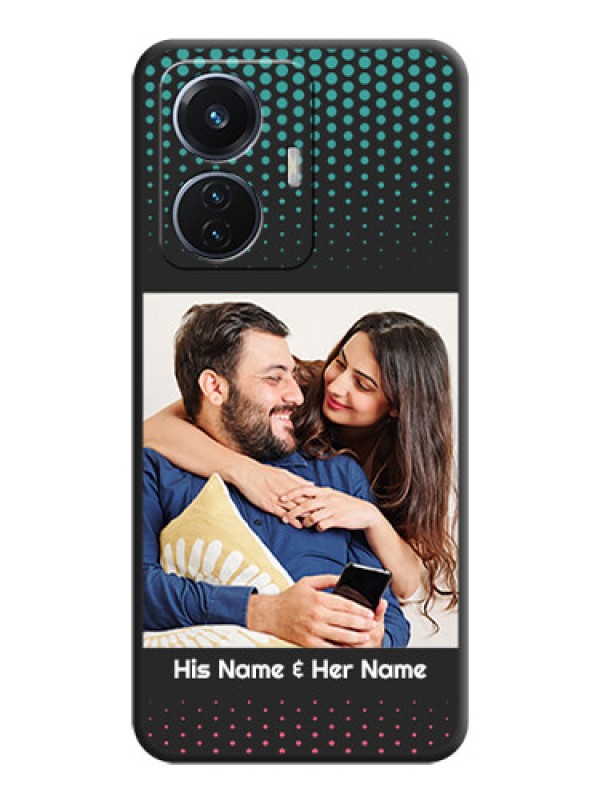 Custom Faded Dots with Grunge Photo Frame and Text on Space Black Custom Soft Matte Phone Cases - iQOO Z6 5G 44W