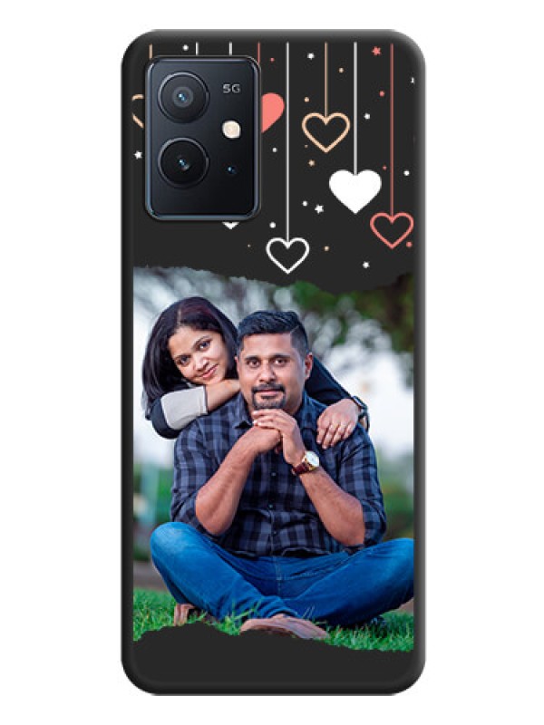 Custom Love Hangings with Splash Wave Picture on Space Black Custom Soft Matte Phone Back Cover - iQOO Z6 5G