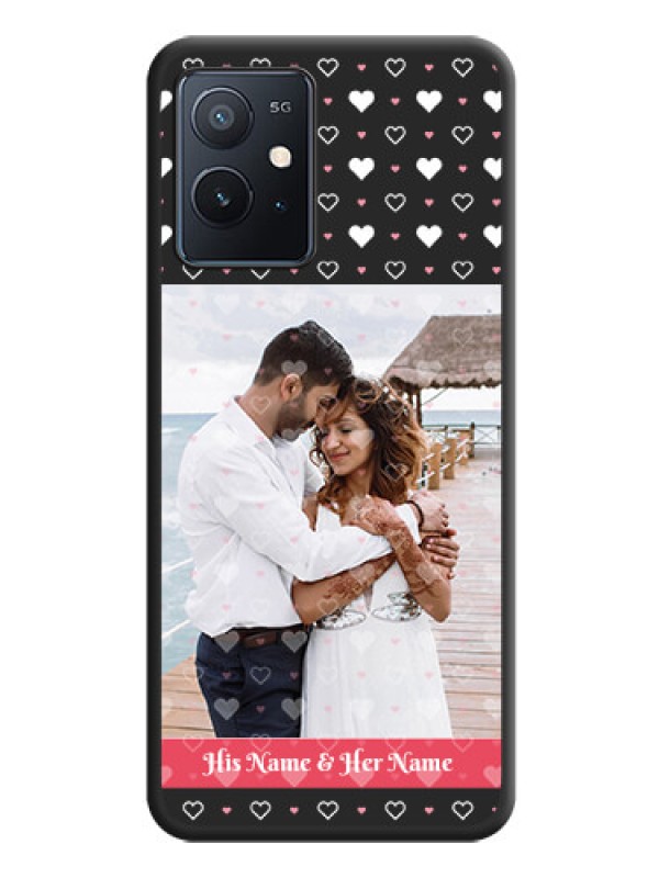 Custom White Color Love Symbols with Text Design on Photo on Space Black Soft Matte Phone Cover - iQOO Z6 5G