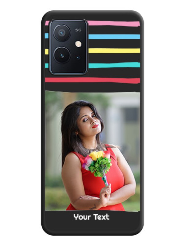 Custom Multicolor Lines with Image on Space Black Personalized Soft Matte Phone Covers - iQOO Z6 5G