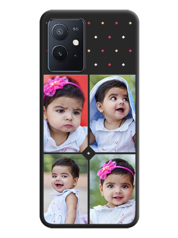 Custom Multicolor Dotted Pattern with 4 Image Holder on Space Black Custom Soft Matte Phone Cases - iQOO Z6 5G