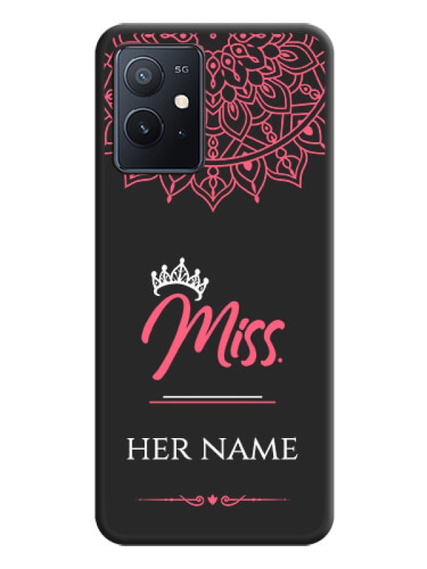 Custom Mrs Name with Floral Design on Space Black Personalized Soft Matte Phone Covers - iQOO Z6 5G