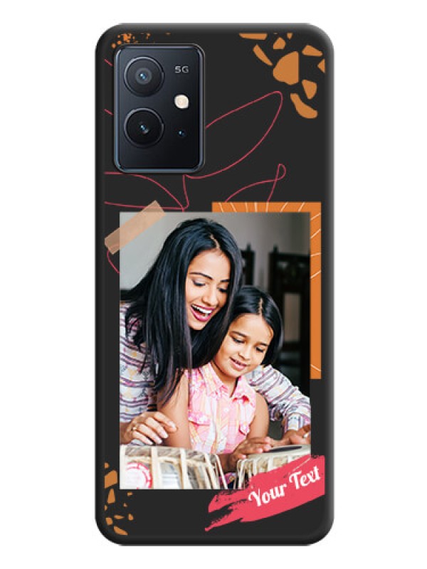 Custom Orange Photo Frame on Space Black Custom Soft Matte Phone Back Cover - iQOO Z6 5G