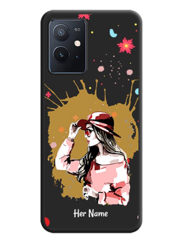 Custom Mordern Lady With Color Splash Background With Custom Text On Space Black Personalized Soft Matte Phone Covers -Iqoo Z6 5G