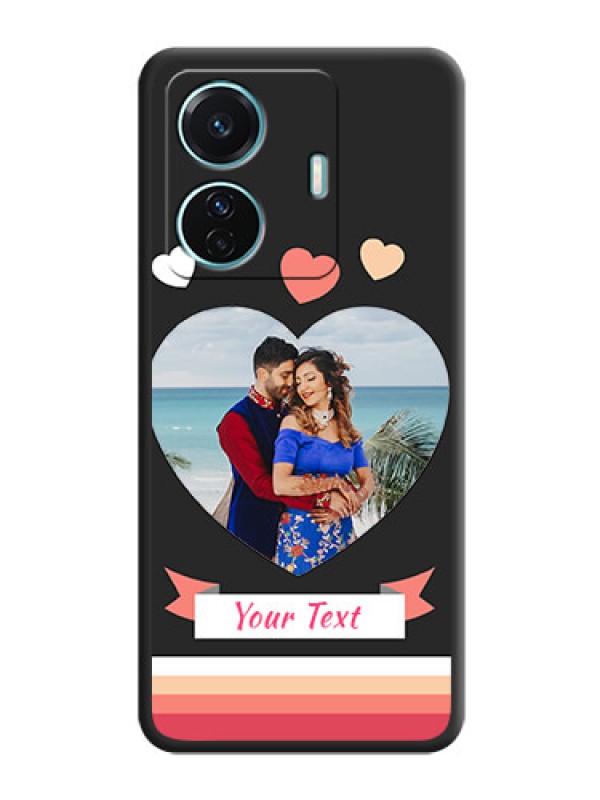 Custom Love Shaped Photo with Colorful Stripes on Personalised Space Black Soft Matte Cases - iQOO Z6 Pro 5G