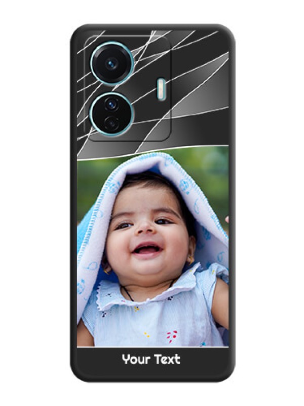Custom Mixed Wave Lines on Photo on Space Black Soft Matte Mobile Cover - iQOO Z6 Pro 5G