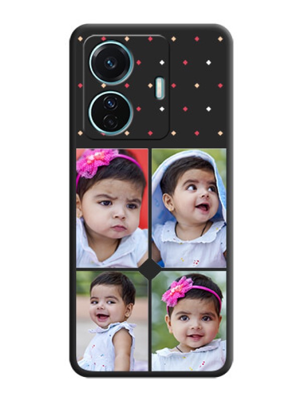Custom Multicolor Dotted Pattern with 4 Image Holder on Space Black Custom Soft Matte Phone Cases - iQOO Z6 Pro 5G
