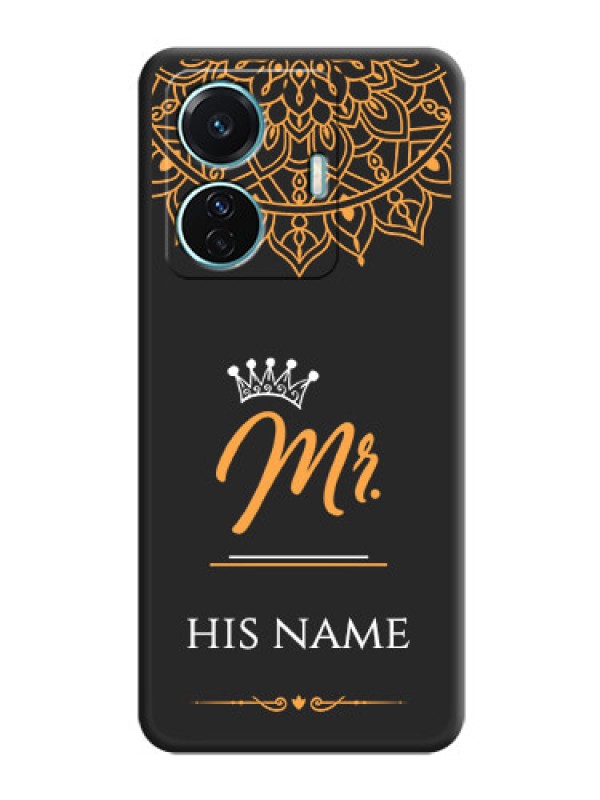 Custom Mr Name with Floral Design  on Personalised Space Black Soft Matte Cases - iQOO Z6 Pro 5G