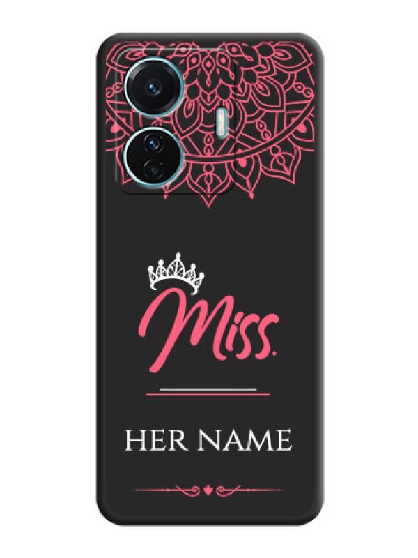 Custom Mrs Name with Floral Design on Space Black Personalized Soft Matte Phone Covers - iQOO Z6 Pro 5G