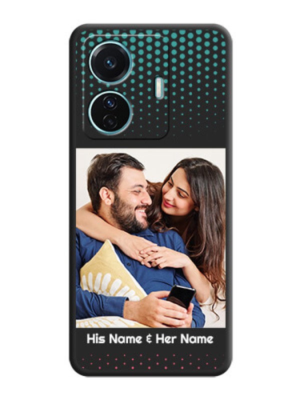 Custom Faded Dots with Grunge Photo Frame and Text on Space Black Custom Soft Matte Phone Cases - iQOO Z6 Pro 5G