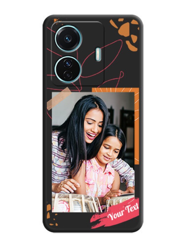Custom Orange Photo Frame on Space Black Custom Soft Matte Phone Back Cover - iQOO Z6 Pro 5G
