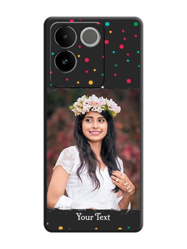 Custom Multicolor Dotted Pattern with Text on Space Black Custom Soft Matte Phone Back Cover - iQOO Z7 Pro 5G